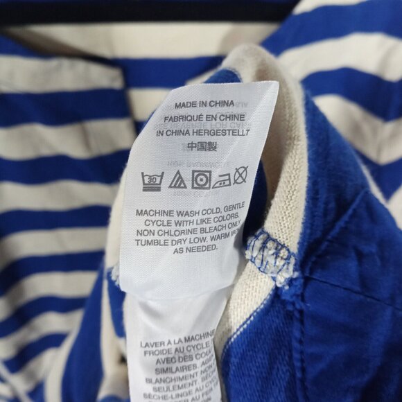 J Crew Womens Tunic Dress Size XL 100% Cotton Blue White Striped 3/4 Sleeve - Picture 7 of 8